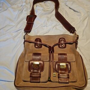 Suede/leather bucket bag